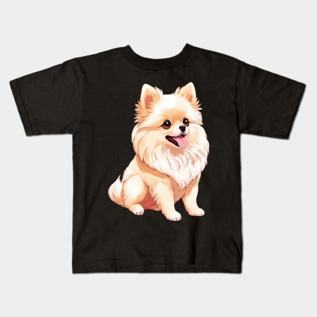 Fluffball Love Pomeranian Puppy Kids T-Shirt by animegirlnft